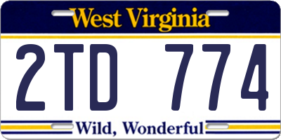 WV license plate 2TD774