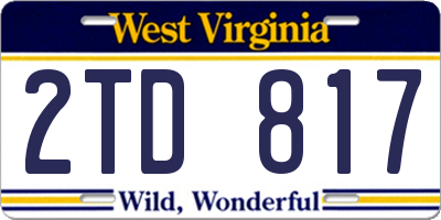 WV license plate 2TD817