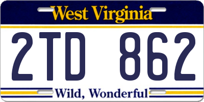 WV license plate 2TD862