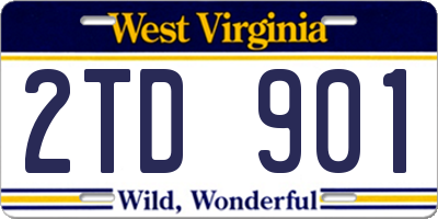 WV license plate 2TD901