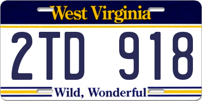 WV license plate 2TD918