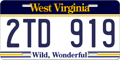 WV license plate 2TD919