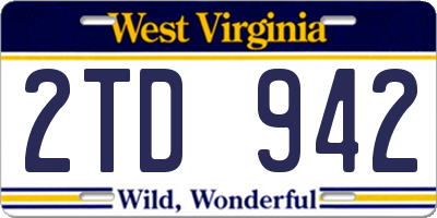 WV license plate 2TD942