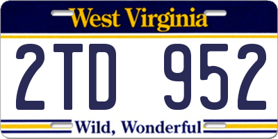 WV license plate 2TD952
