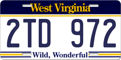 WV license plate 2TD972