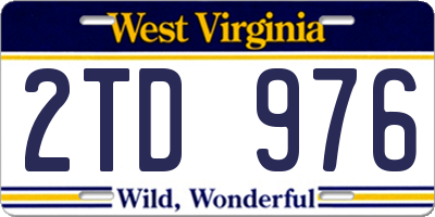WV license plate 2TD976