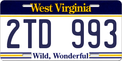 WV license plate 2TD993