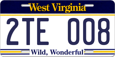 WV license plate 2TE008