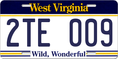 WV license plate 2TE009