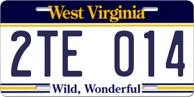 WV license plate 2TE014