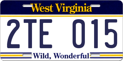 WV license plate 2TE015