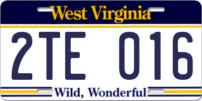 WV license plate 2TE016