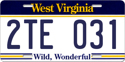 WV license plate 2TE031
