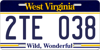 WV license plate 2TE038