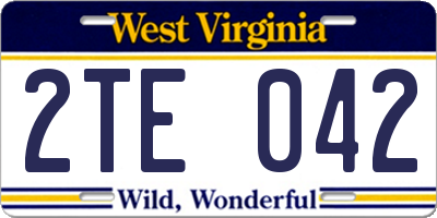 WV license plate 2TE042