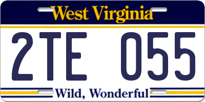 WV license plate 2TE055