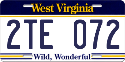 WV license plate 2TE072