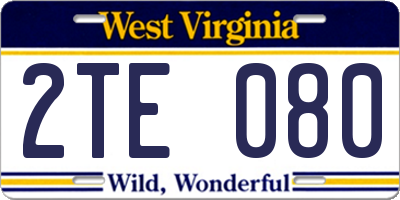 WV license plate 2TE080