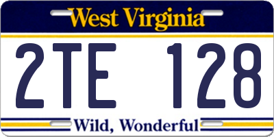 WV license plate 2TE128