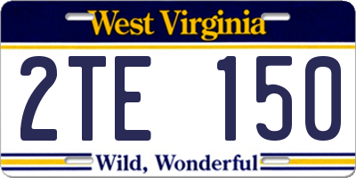WV license plate 2TE150