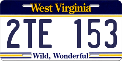 WV license plate 2TE153