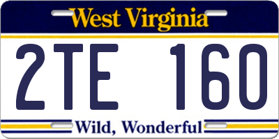 WV license plate 2TE160