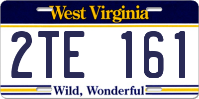 WV license plate 2TE161