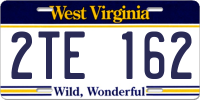 WV license plate 2TE162
