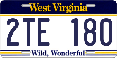 WV license plate 2TE180