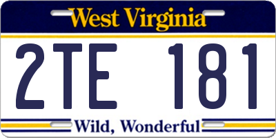 WV license plate 2TE181