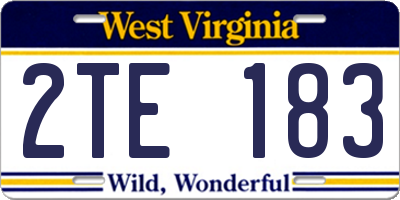 WV license plate 2TE183