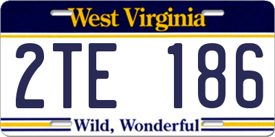WV license plate 2TE186