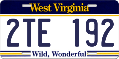 WV license plate 2TE192