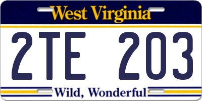 WV license plate 2TE203