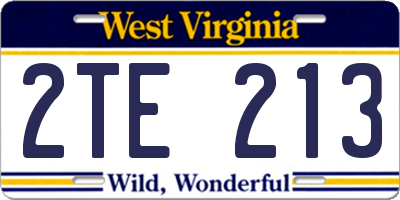 WV license plate 2TE213