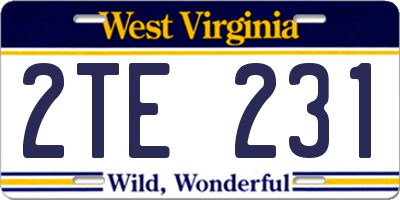 WV license plate 2TE231