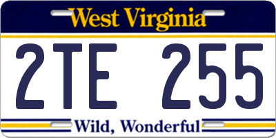 WV license plate 2TE255
