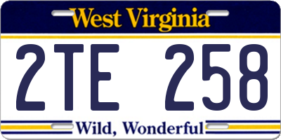 WV license plate 2TE258