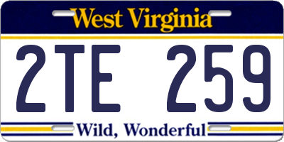 WV license plate 2TE259