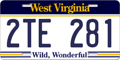 WV license plate 2TE281