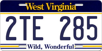 WV license plate 2TE285