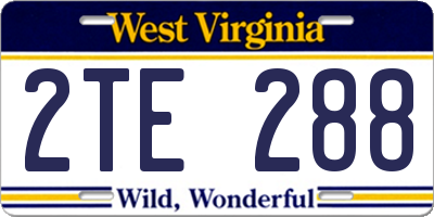 WV license plate 2TE288
