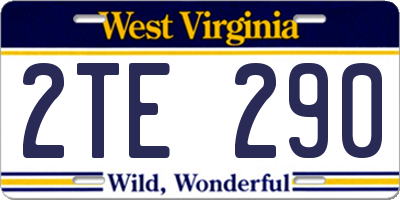 WV license plate 2TE290
