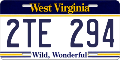 WV license plate 2TE294