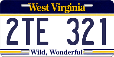 WV license plate 2TE321