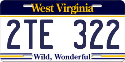 WV license plate 2TE322