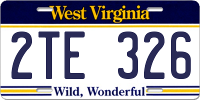 WV license plate 2TE326