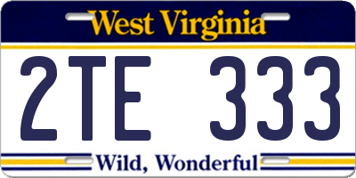 WV license plate 2TE333
