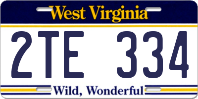 WV license plate 2TE334