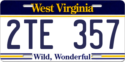 WV license plate 2TE357